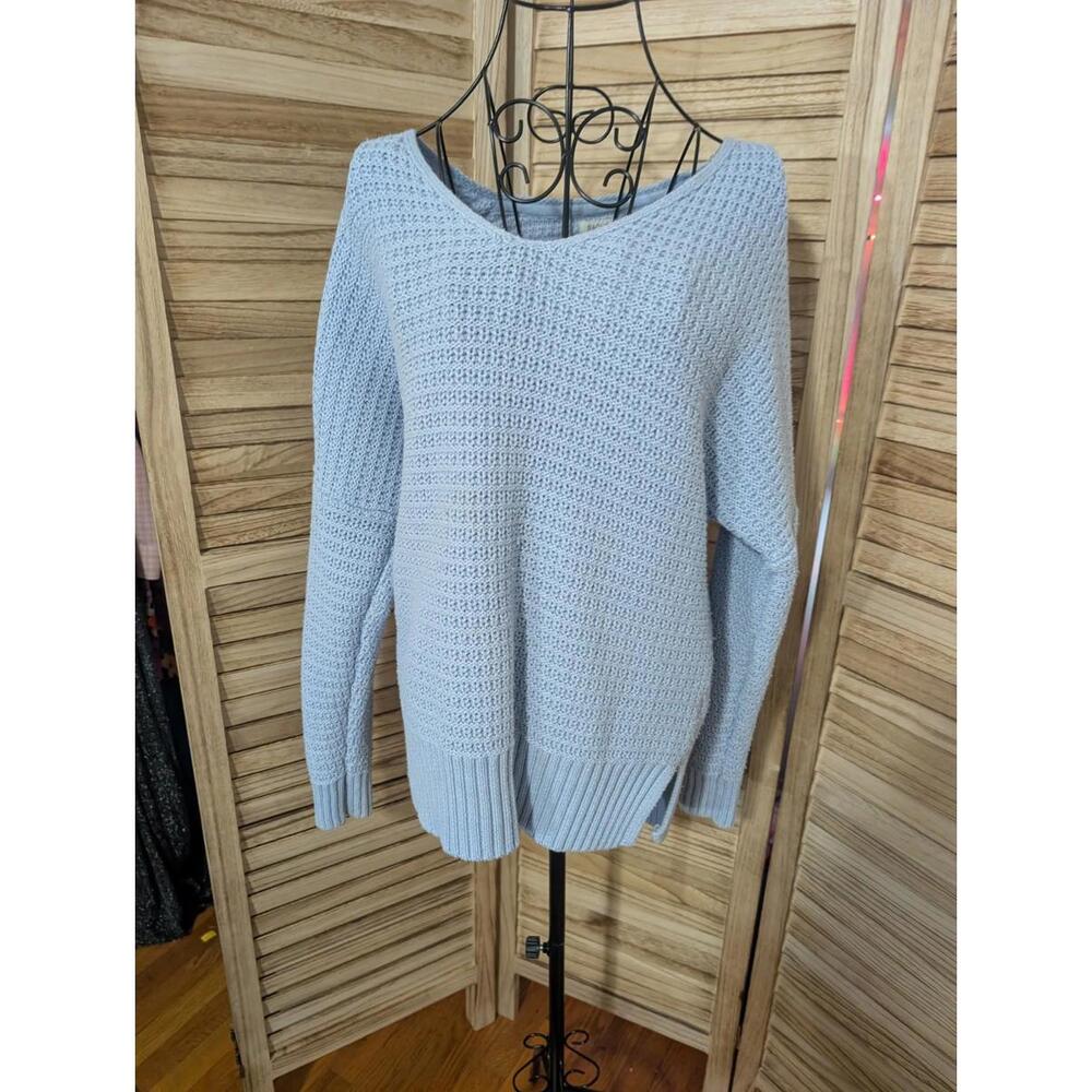 Rachel Zoe  Sweater Womens Large Blue‎ Crochet Knit Long Sleeve %60 Cotton Blend
